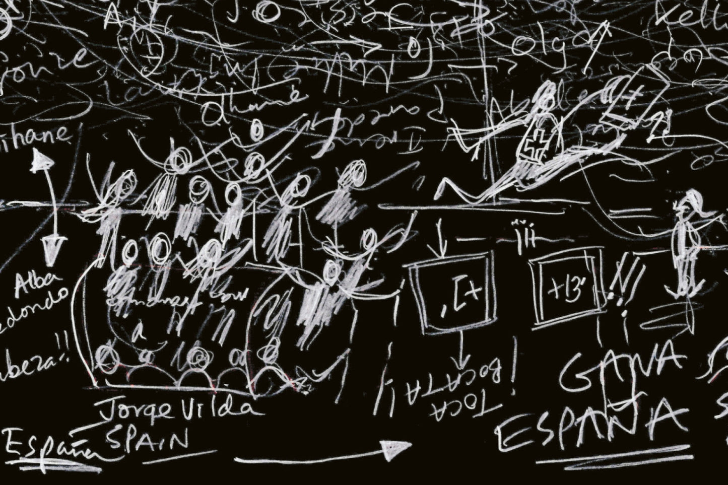 Close-up showing bench and added time from Women's World Cup Final 2023, white line on black.