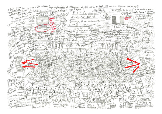 Football art print of World Cup Final 2022 Argentina vs France