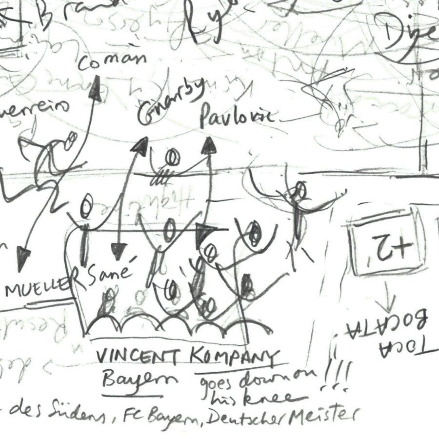 Detail of football match, Bayern coach Kompany on is knee