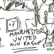Football art print detail: Manchester United win FA Cup 2024