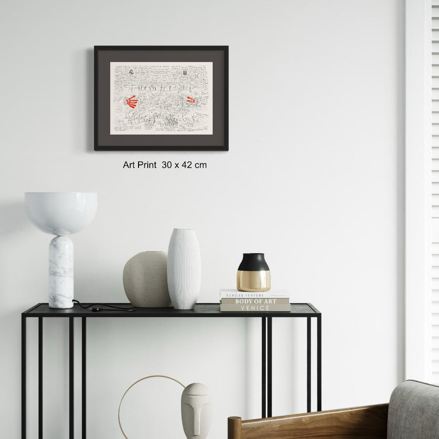 A3 fine art print of football match between Real Madrid and Barcelona in modern setting