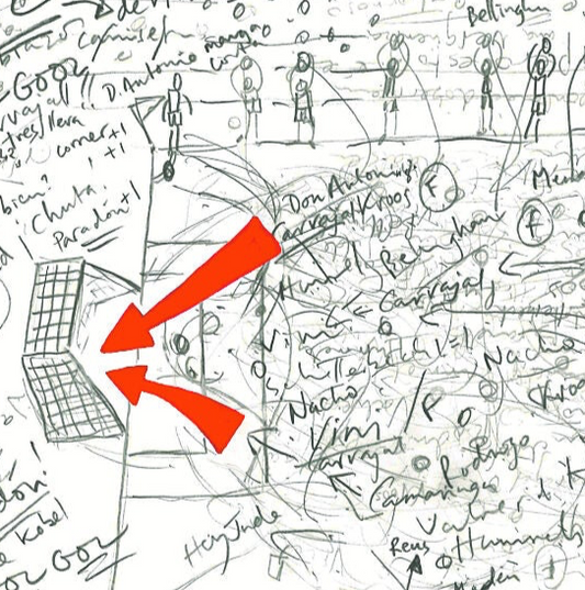Football art print detail of Real Madrid score 2 goals in red, Champions 2024
