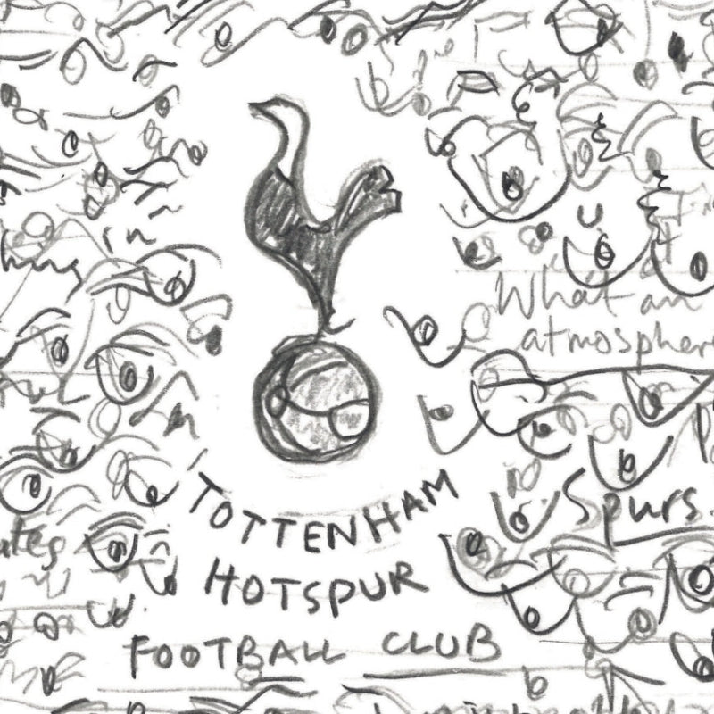 Detail of Spurs FC emblem, in pencil