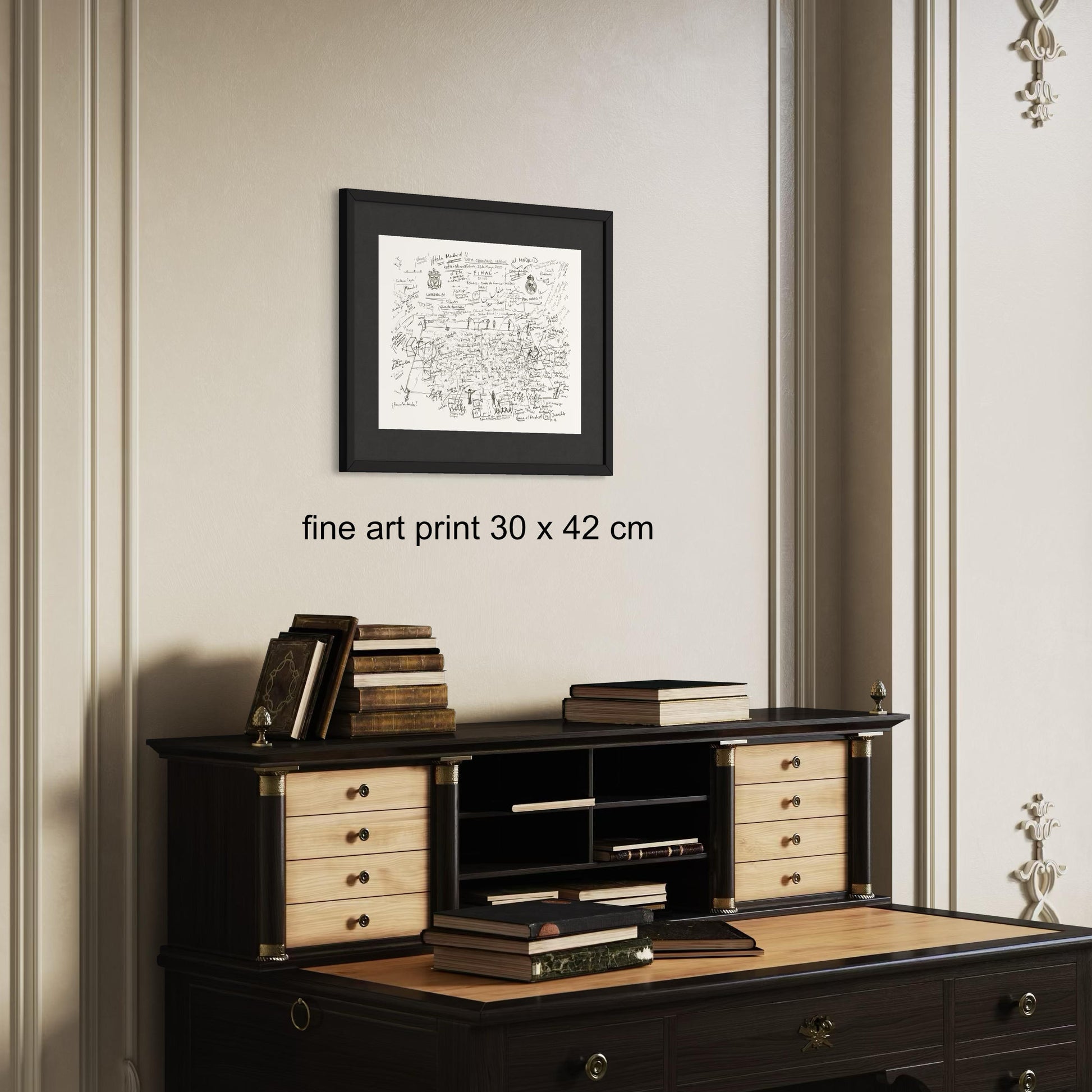 Football art print framed on wall, UEFA Champions Final 2022