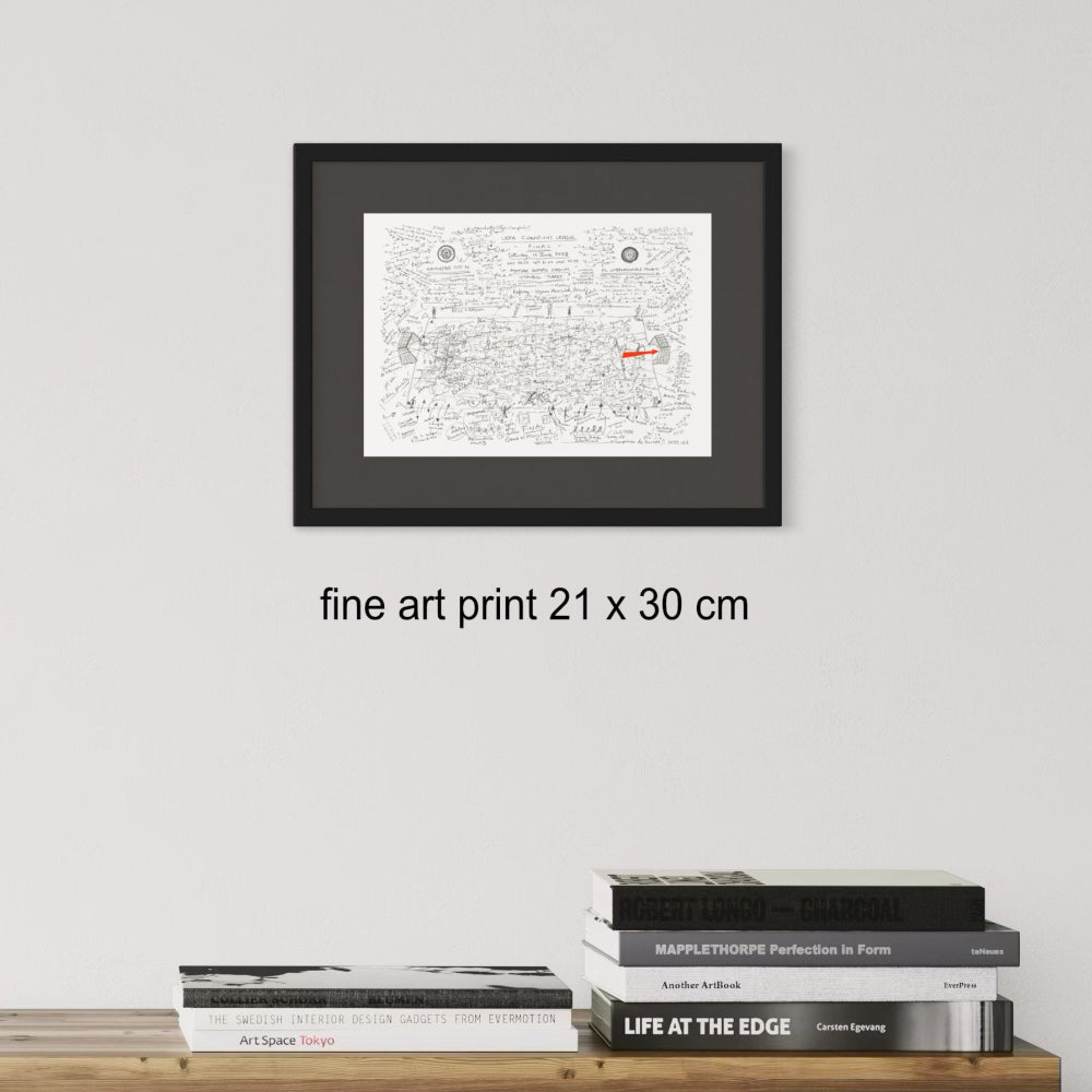 Football art print framed of UEFA Champions Final 2023 on wall