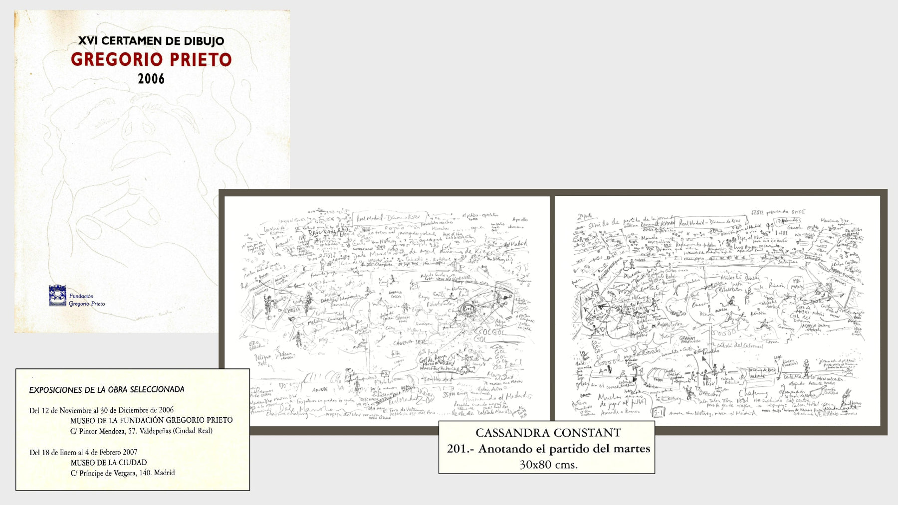 Two drawings of football match selected in Spanish competition & include Ramos, Raúl, JA Reyes, Guti, Van Nisteroy & referee Graham Poole.